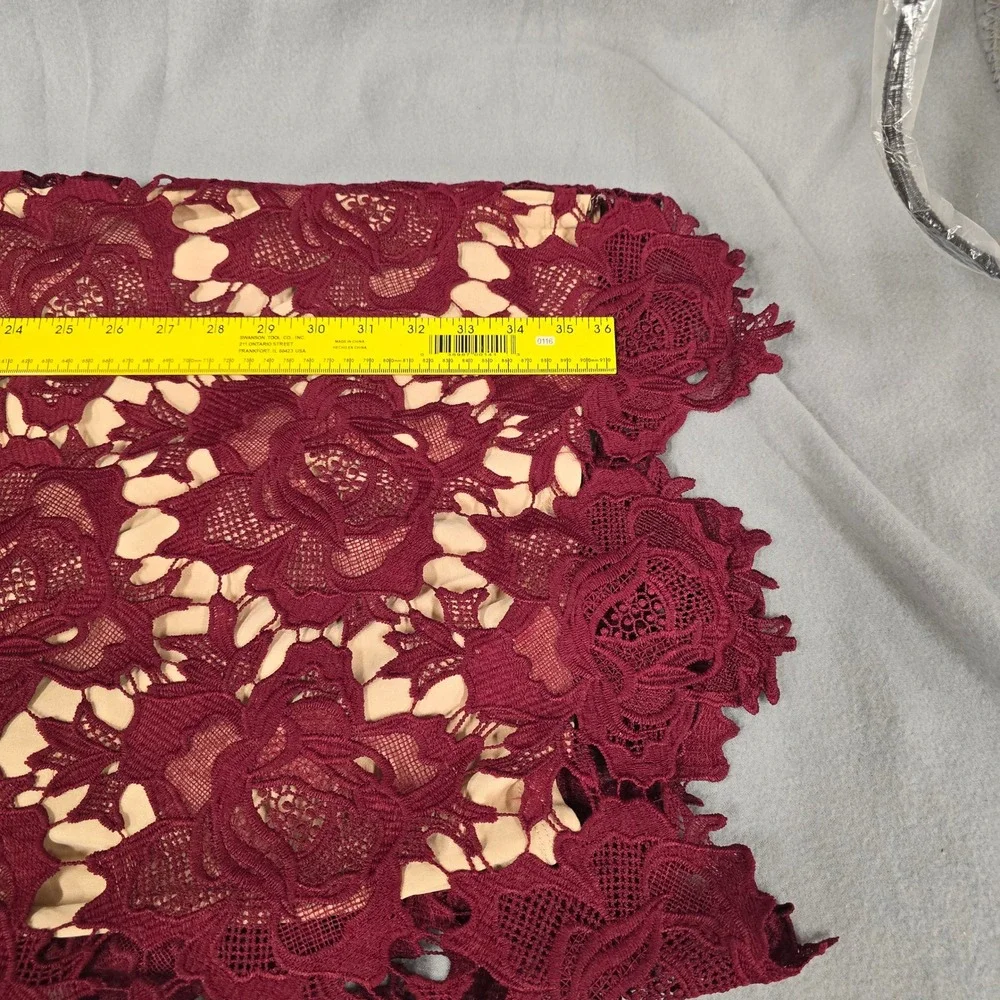 Lulus Burgundy Floral Crochet Lace‎ Halter Sheath Dress Maroon Size M
